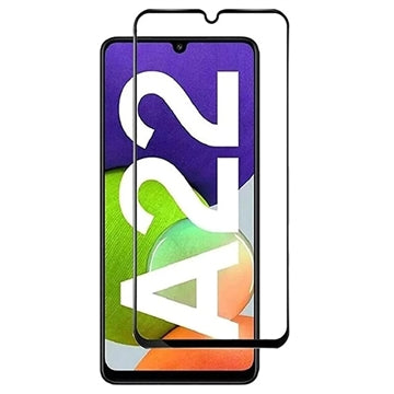 Samsung Galaxy A22 4G/A32 4G 9D Full Cover Skærmbeskyttelse Hærdet Glas - 9H, 0.3mm - Sort Kant