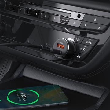 ACEFAST B12 60W USB-A+Type-C biloplader cigarettænder hurtigopladningsadapter til telefon