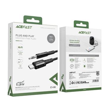 Acefast lydkabel USB-C til 3.5mm jackstik - 1.2m - sort