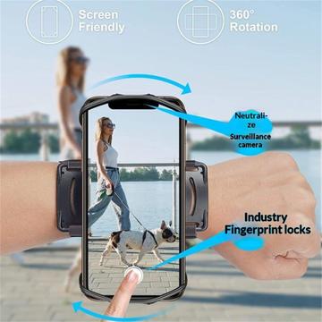 Justerbart armbånd til mobiltelefon til løb og cykling - 6"-6.7" - Sort