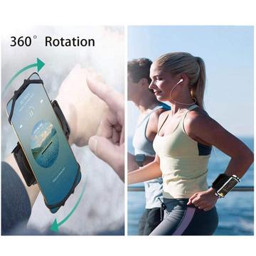 Justerbart armbånd til mobiltelefon til løb og cykling - 6"-6.7" - Sort