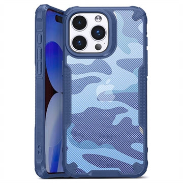 iPhone 15 Pro Anti-Shock Hybrid Cover - Camouflage - Blå