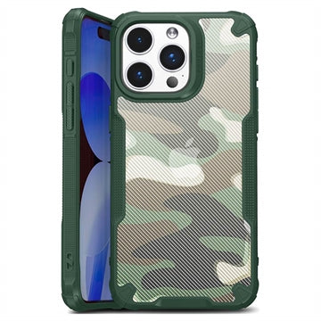iPhone 15 Pro Max Anti-Shock Hybrid Cover - Camouflage - Grøn