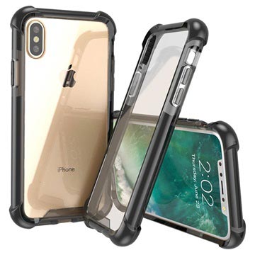 iPhone X Anti-Shock Hybrid Crystal Cover - Klar / Sort