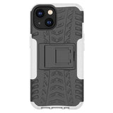 Skridsikkert iPhone 14 Plus Hybrid Cover med Stativ - Hvid / Sort