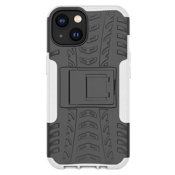 Skridsikkert iPhone 14 Plus Hybrid Cover med Stativ - Hvid / Sort