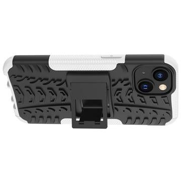 Skridsikkert iPhone 14 Plus Hybrid Cover med Stativ - Hvid / Sort
