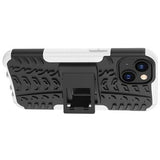 Skridsikkert iPhone 14 Plus Hybrid Cover med Stativ - Hvid / Sort
