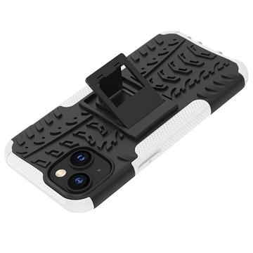 Skridsikkert iPhone 14 Plus Hybrid Cover med Stativ - Hvid / Sort