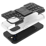 Skridsikkert iPhone 14 Plus Hybrid Cover med Stativ - Hvid / Sort