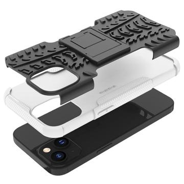 Skridsikkert iPhone 14 Plus Hybrid Cover med Stativ - Hvid / Sort
