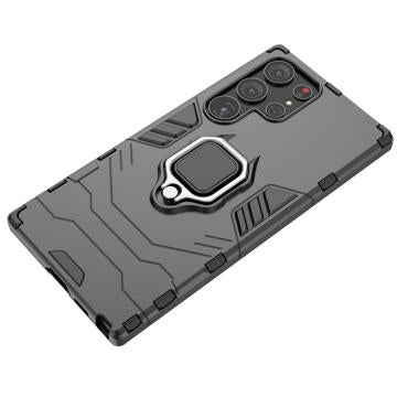 Samsung Galaxy S23 Ultra 5G Hybrid Cover med Ring Holder - Sort