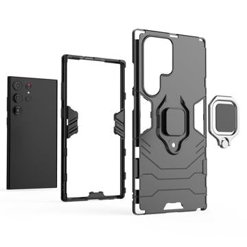 Samsung Galaxy S23 Ultra 5G Hybrid Cover med Ring Holder - Sort
