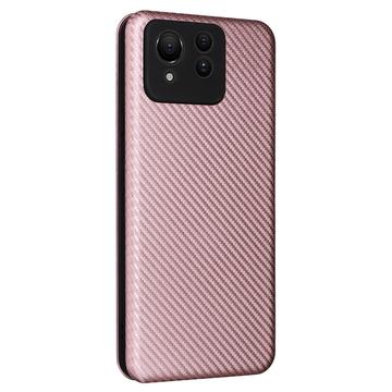 Asus Zenfone 11 Ultra Flip Cover - Karbonfiber - Rødguld