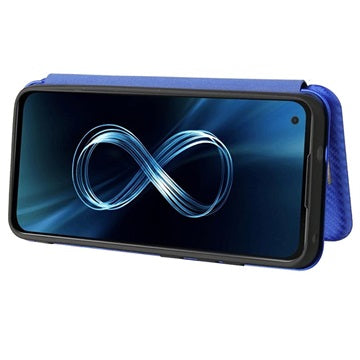 Asus Zenfone 8 Flip Cover - Karbonfiber - Blå