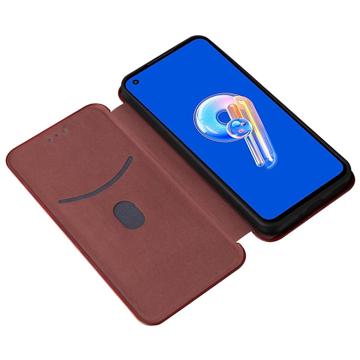 Asus Zenfone 9 Flip Cover - Karbonfiber - Brun