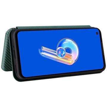 Asus Zenfone 9 Flip Cover - Karbonfiber - Grøn