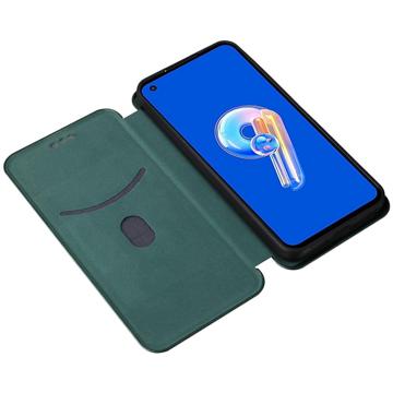 Asus Zenfone 9 Flip Cover - Karbonfiber - Grøn