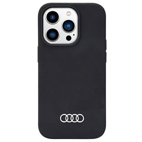 iPhone 14 Pro Max Audi Metal Logo Silikone Cover - Sort