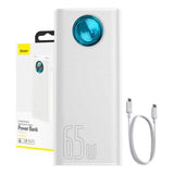 Baseus Amblight Digital Display Quick Charge Power Bank 30000mAh/65W - 4xUSB, USB-C - Hvid