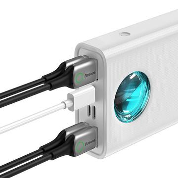 Baseus Amblight Digital Display Quick Charge Power Bank 30000mAh/65W - 4xUSB, USB-C - Hvid