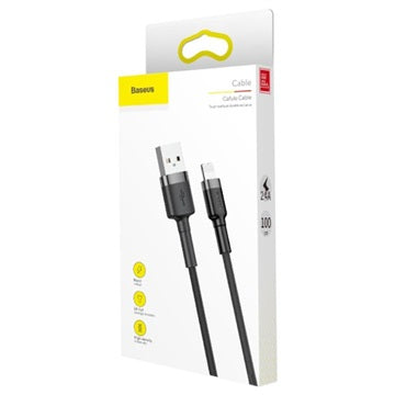 Baseus Cafule USB 2.0 / Lightning Kabel - 1m - Sort / Grå