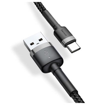 Baseus Cafule USB 2.0 / Type-C Kabel CATKLF-CG1 - 2m - Sort / Grå