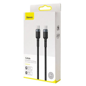 Baseus Cafule USB-C Kabel - 2m - Grå / Sort