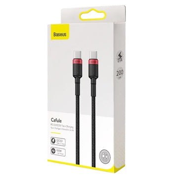 Baseus Cafule USB-C Kabel - 2m - Rød / Sort