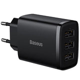 Baseus Compact Quick Charger CCXJ020101, 3x USB, 17W - Sort
