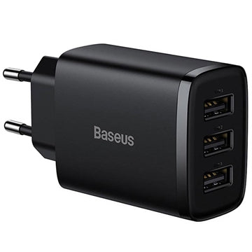 Baseus Compact Quick Charger CCXJ020101, 3x USB, 17W - Sort