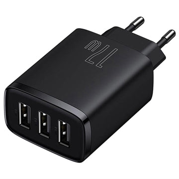 Baseus Compact Quick Charger CCXJ020101, 3x USB, 17W - Sort