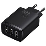 Baseus Compact Quick Charger CCXJ020101, 3x USB, 17W - Sort