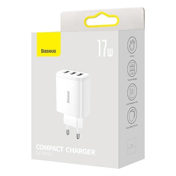 Baseus Compact Quick Charger CCXJ020102, 3x USB, 17W - Hvid