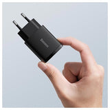 Baseus Compact Oplader 20W - USB-C PD3.0, USB QC3.0 - Sort