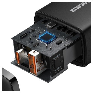 Baseus Compact Oplader 20W - USB-C PD3.0, USB QC3.0 - Sort