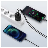 Baseus Compact Oplader 20W - USB-C PD3.0, USB QC3.0 - Sort