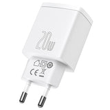 Baseus Compact Oplader 20W - USB-C PD3.0, USB QC3.0 - Hvid