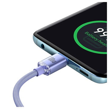 Baseus Crystal Shine USB-C / USB-C Kabel CAJY000705 - 2m - Lilla