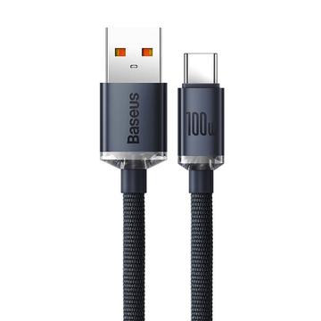 Baseus Crystal Shine USB-A / USB-C-kabel - 1.2m, 100W - Sort