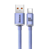 Baseus Crystal Shine USB-A / USB-C-kabel - 1.2m, 100W - Lilla