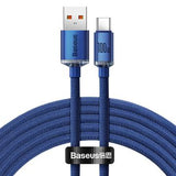 Baseus Crystal Shine USB-A / USB-C-kabel - 2m, 100W - Blå