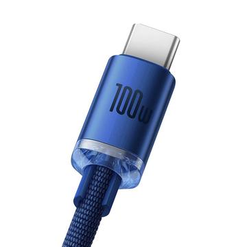 Baseus Crystal Shine USB-A / USB-C-kabel - 2m, 100W - Blå