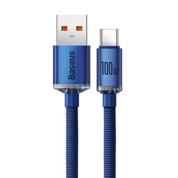 Baseus Crystal Shine USB-A / USB-C-kabel - 2m, 100W - Blå
