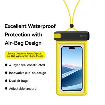 Baseus DeepDive vandtæt clip-on-etui - 7.2" - sort / gul