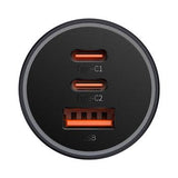 Baseus Golden Contactor Pro biloplader 65W - 2xUSB-C, 1x USB - Grå