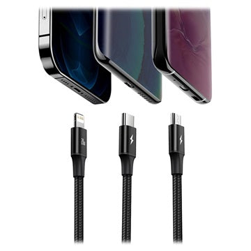 Baseus Rapid 3-in-1 USB Type-C Kabel CAMLT-SC01 - 1.5m - Sort