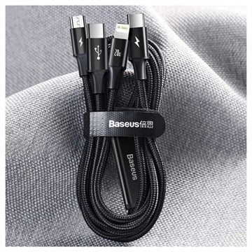 Baseus Rapid 3-in-1 USB Type-C Kabel CAMLT-SC01 - 1.5m - Sort
