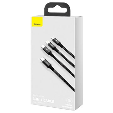 Baseus Rapid 3-in-1 USB Type-C Kabel CAMLT-SC01 - 1.5m - Sort