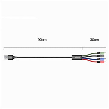 Baseus Rapid Series 4-i-1 Kabel CA1T4-A01 - 1.2m - Sort